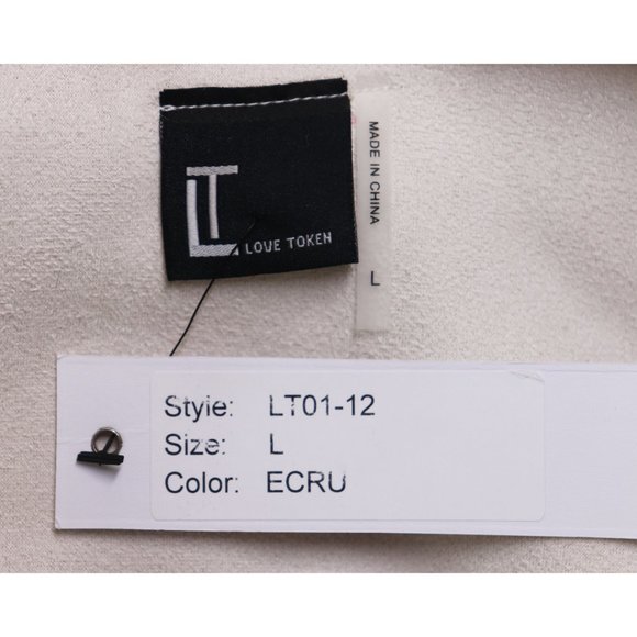 NWT Love Token Bentley Faux Fur Tie Wrap Jacket Oversized Notch Lapel Ecru White - Picture 5 of 8